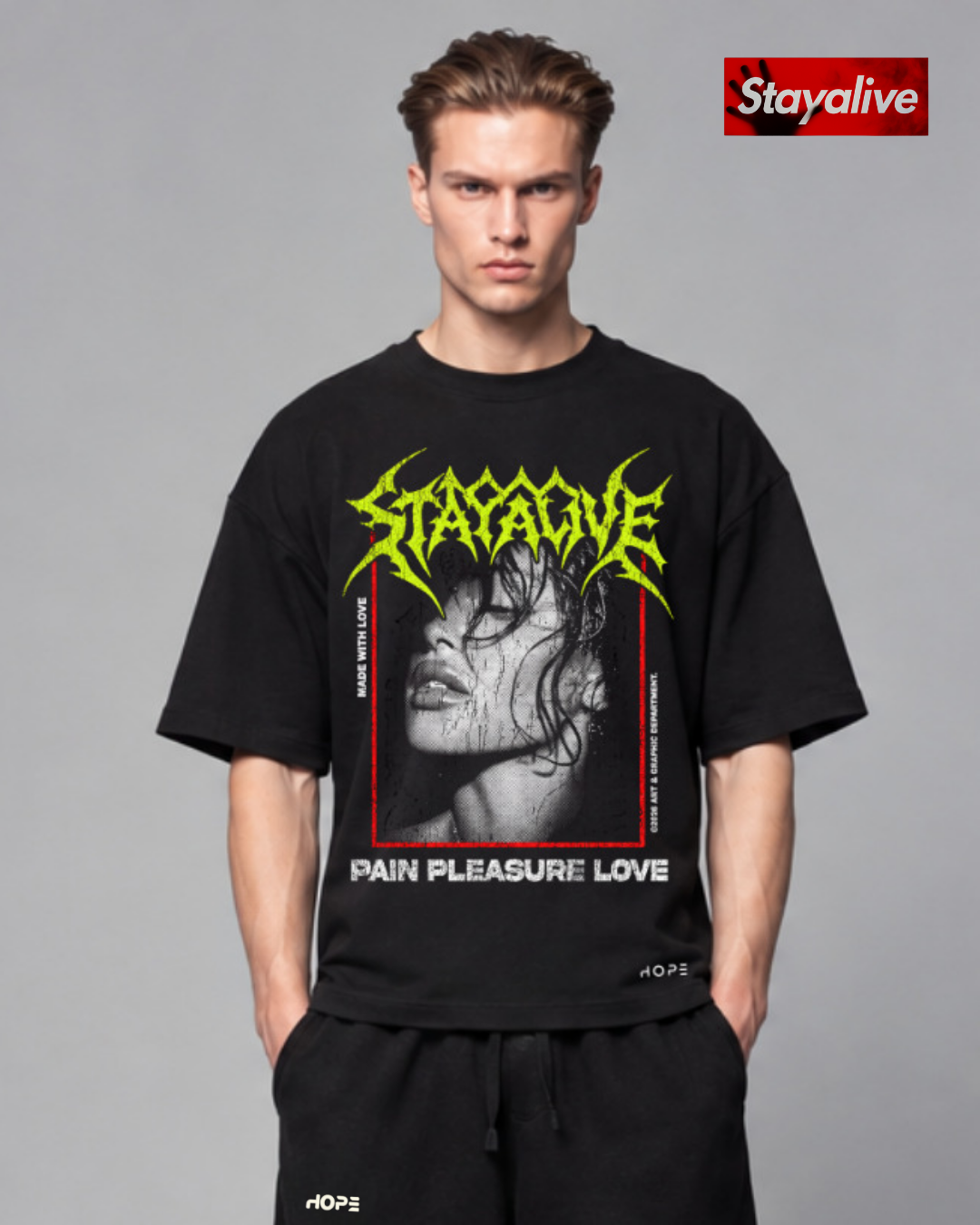 Camiseta Hope oversized Pain Pleasure love