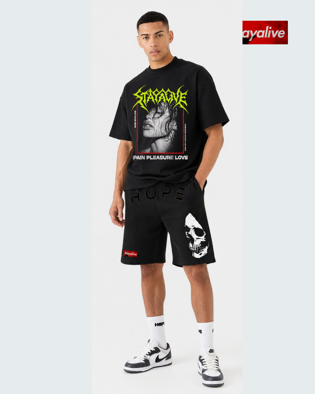 Camiseta Hope oversized Pain Pleasure love