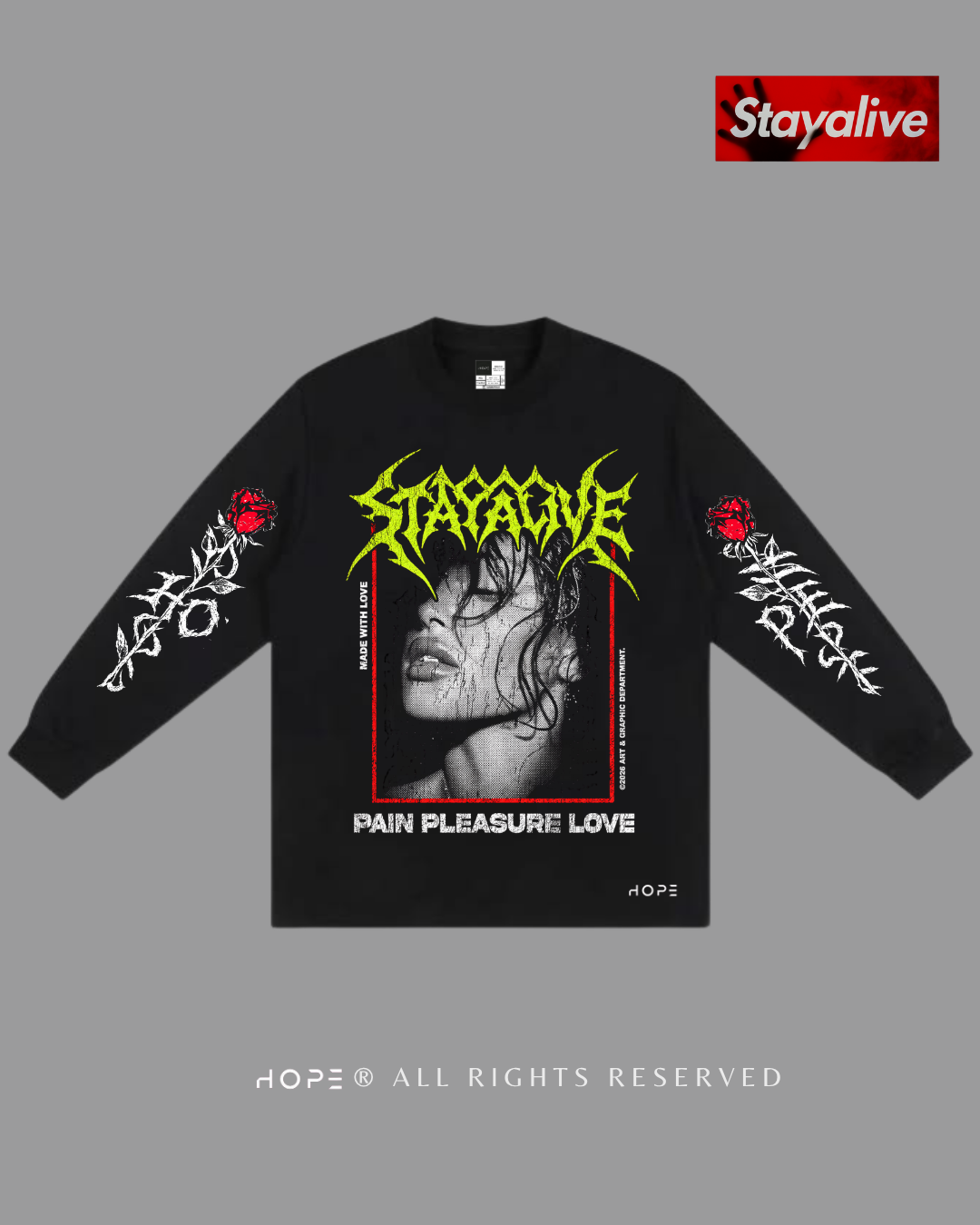 Camiseta manga larga Hope Pain Pleasure love